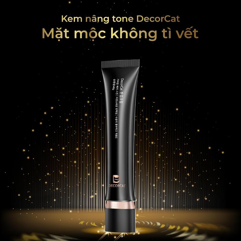 Kem nền nâng tone Decorcat, che khuyết điểm, chăm sóc da, dưỡng ẩm, kiểm soát dầu, giúp da sáng tự nhiên mà không bị mốc. Phù hợp cho cả da khô và da dầu. concealer addict phấn  nước  cushion