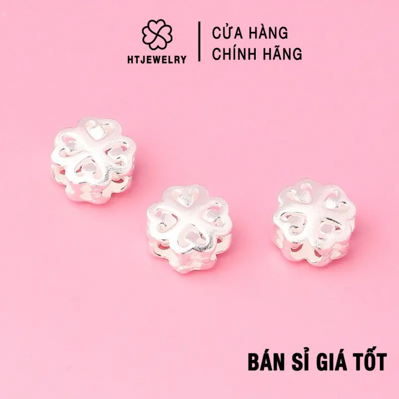 [GIÁ SỈ] BẠC 925: Charm bạc cỏ 4 lá cánh trái tim HTJEWELRY PH957 1