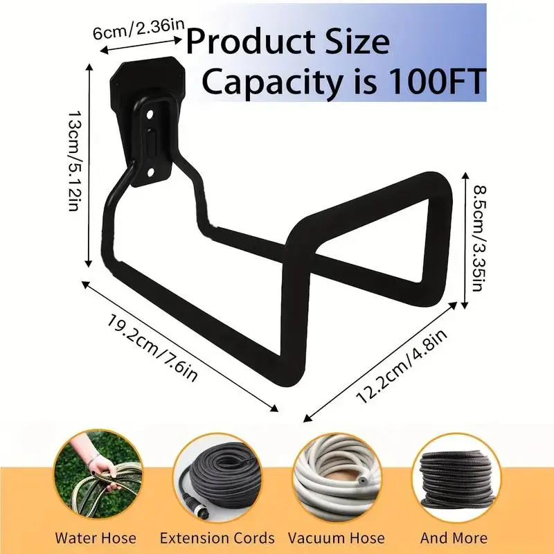 Garden Hose Holder, Wall Mounted Hose Hanger with 2 Screws, Expandable Hose Rack for Outdoor Use, Water Hose Extension Hook, Modern 1