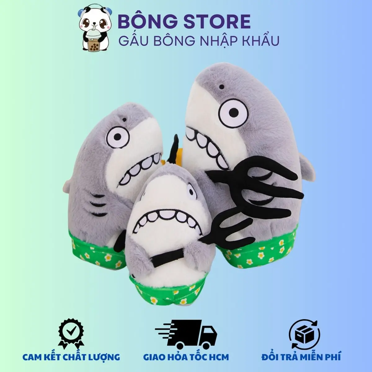 Gấu bông Cá mập đinh ba quần hoa cực dễ thương - Gấu nhồi bông - Cá mập bông - Thú nhồi bông nhập khẩu - Gấu bông giá rẻ