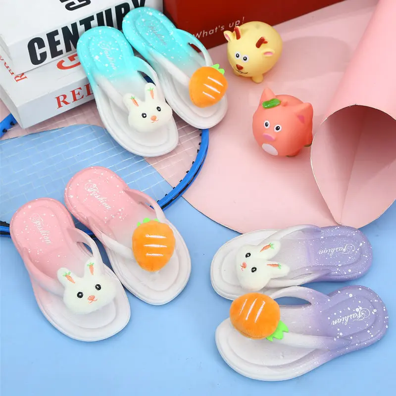 Dép Xỏ Ngón Cho Trẻ Em, Dép Xỏ Ngón Mới, Giày Đi Biển Cho Bé Gái, Thiết Kế Hình Thỏ Hoạt Hình, Chống Trượt, Mềm Mại, Thích Hợp Cho Em Bé, Dép Xăng Đan