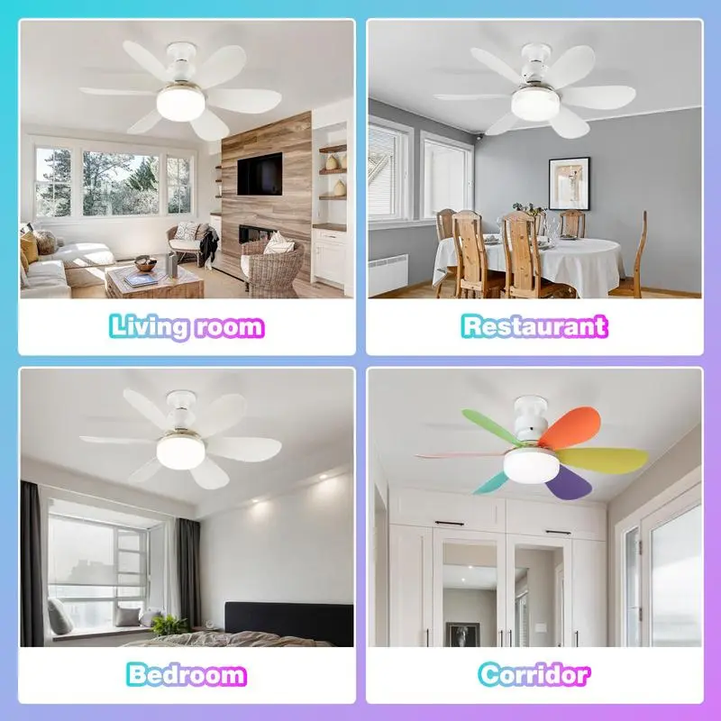 40W E27 Base Ceiling Fan Light, Dimmable Ceiling Fans Light with Remote Control, Energy-saving Ceiling Fan Light for Home Bedroom Kitchen, Modern 5
