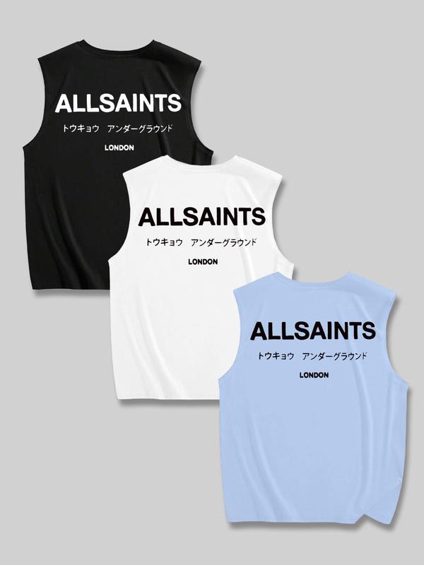Men's All Saints Print Tank Top, Regular Fit Casual Sleeveless Top for Summer, Men's Top for Daily Wear, Tanktop, Menswear