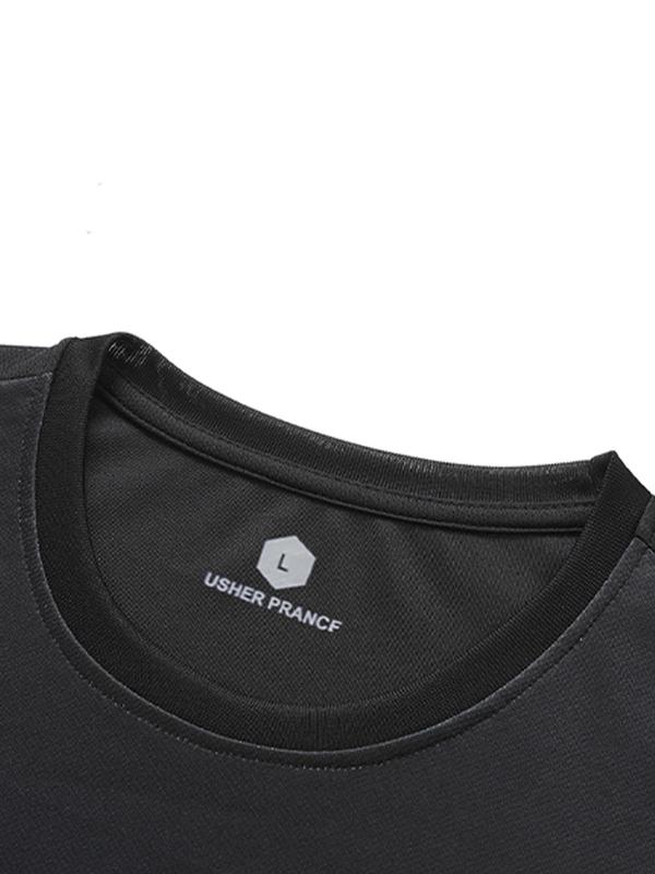 Men's Ombre Print Round Neck Sports Tee, Regular Fit Casual Breathable Short Sleeve T-shirt for Daily Outdoor Wear, Men's Sportswear for All Seasons 4
