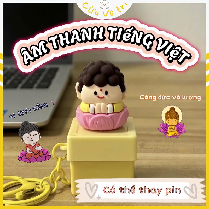 Móc Khoá Tích Đức Ông Phật Tiếng Việt - Ai Người Chửi Mắng Thì Ta Giả Điếc -Thay pin- Móc Chìa Khoá Women Nhung Móc Khóa dụng cụ móc khóa