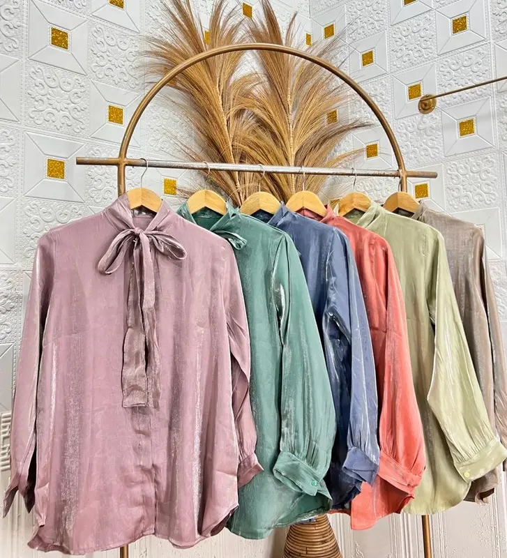 Atasan Kemeja Shimmer Premium Tali Pita Depan Wanita [KHANAYA] Variasi Top 3