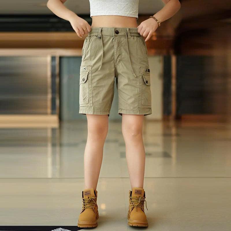 Quần Short Nữ Kaki Cao Cấp Mới , Thiết Kế Túi Hộp Trẻ Trung Năng Động, 6
