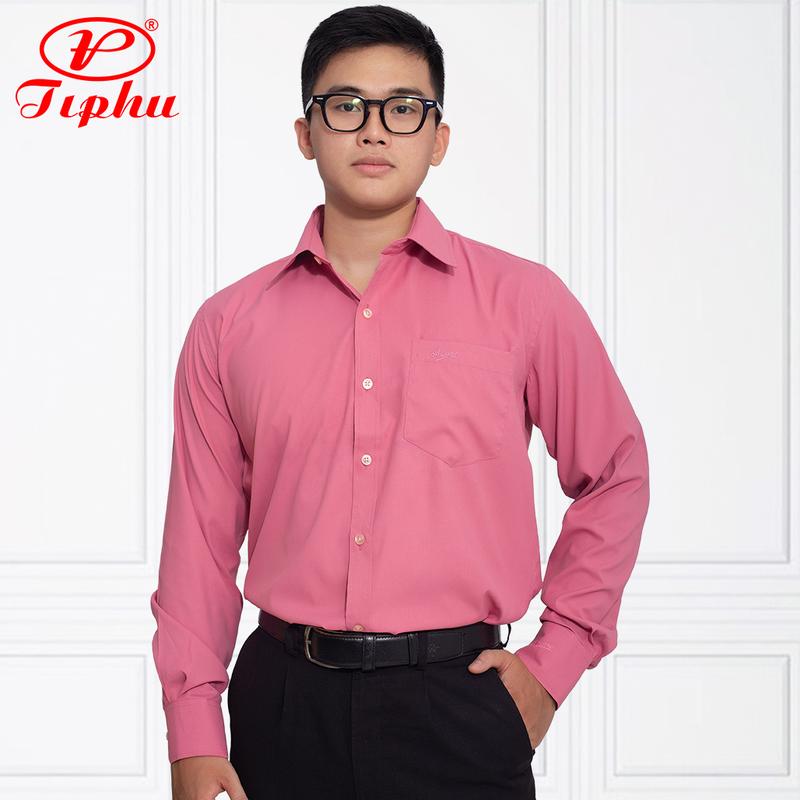  Áo sơ mi nam vạt bầu tay dài trơn Amazing form truyền thống vải KT sợi tre nhiều màu size đại tới 110kg 