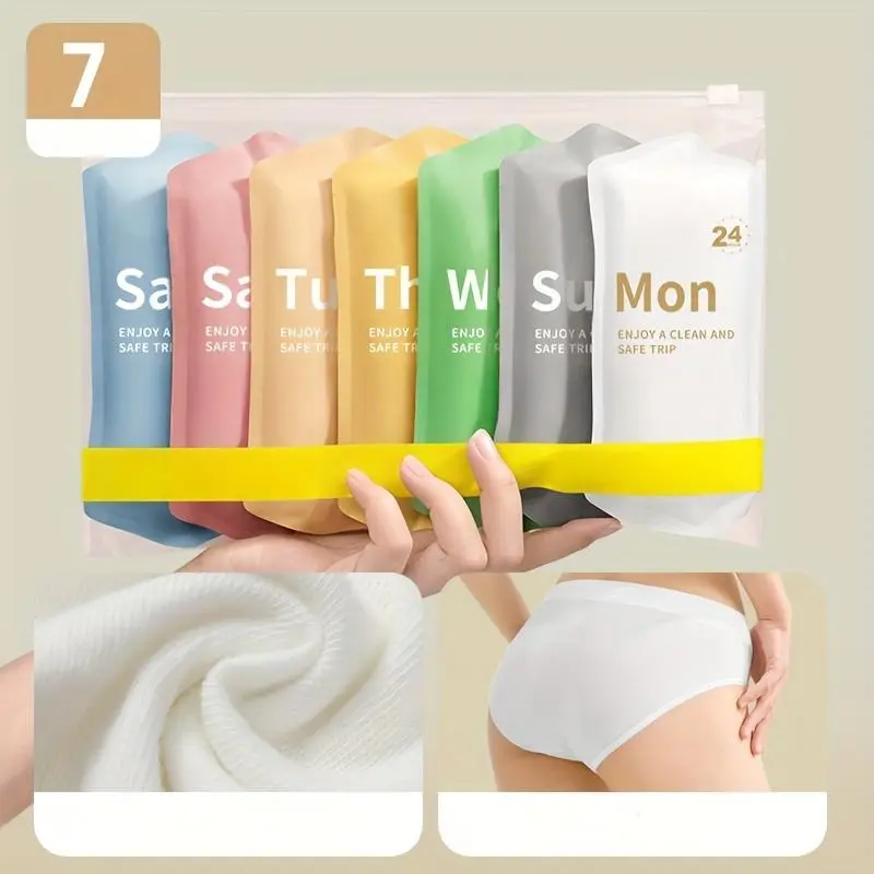 Đồ Lót Dùng Một Lần Cho Nữ, 7 Chiếc, Đồ Lót Nữ Thuần Khiết, Thích Hợp Đi Du Lịch, Chuyến Đi Ngoài Trời, Trong Kỳ Kinh Nguyệt, Đồ Dùng Sau Sinh Women Quần Lót