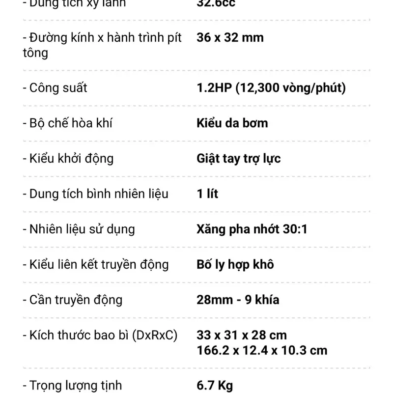 Máy cắt cỏ HYUNDAI HD-835 2 thì xăng pha nhớt picton 36li tum bố lớn 1