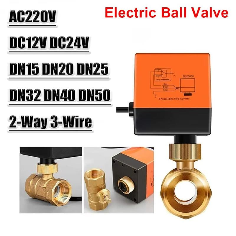 amongof 1 cái Mới 2 chiều Van bi điện Điều khiển hai dây ba dây DN15/DN20/DN25…
