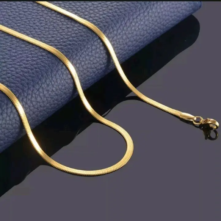 Kalung Pria Wanita Titanium Model Pipih Anti Karat Dewasa Hitam KT1