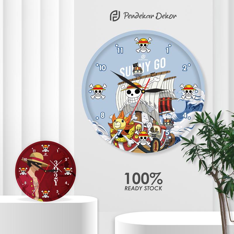 Jam Dinding Kayu  Anime One Piece Pajangan Minimalis Classic Unik Dekorasi Shabby Mesin 1