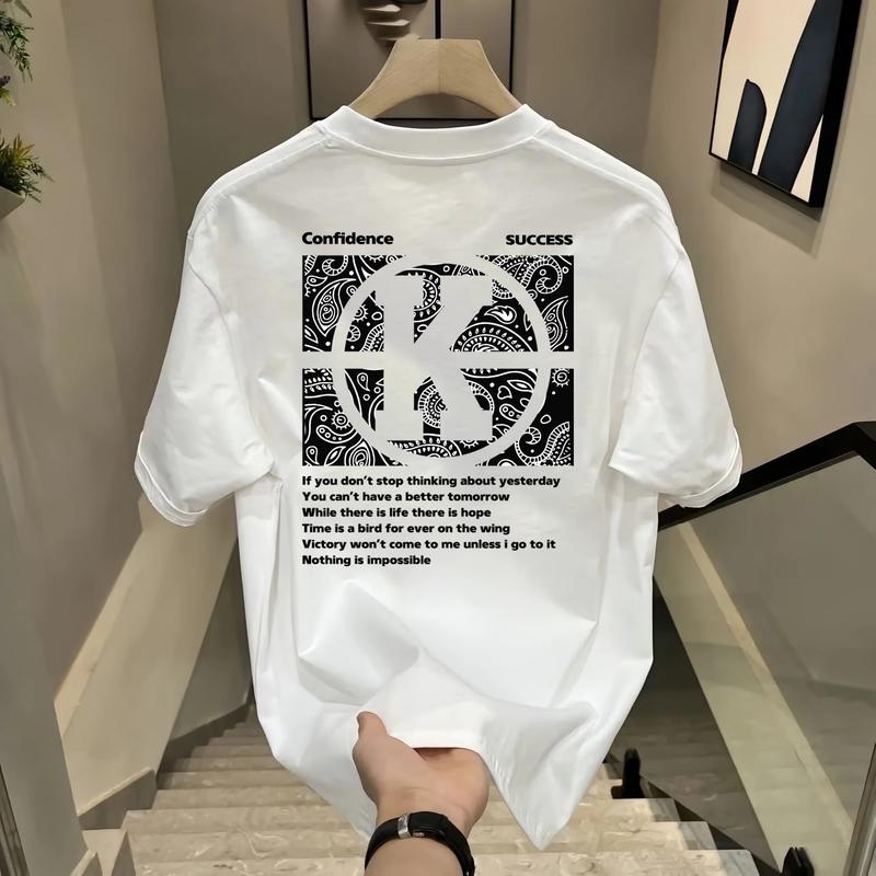 Product Introduction of 2024 Summer New Loose T-Shirt Trendy Printed Boys' Fashion Trendy Couple Comfortable Half Sleeve T-Shirt Casual Men'S Style Fabric Menswear Polyester Streetwear Top 16