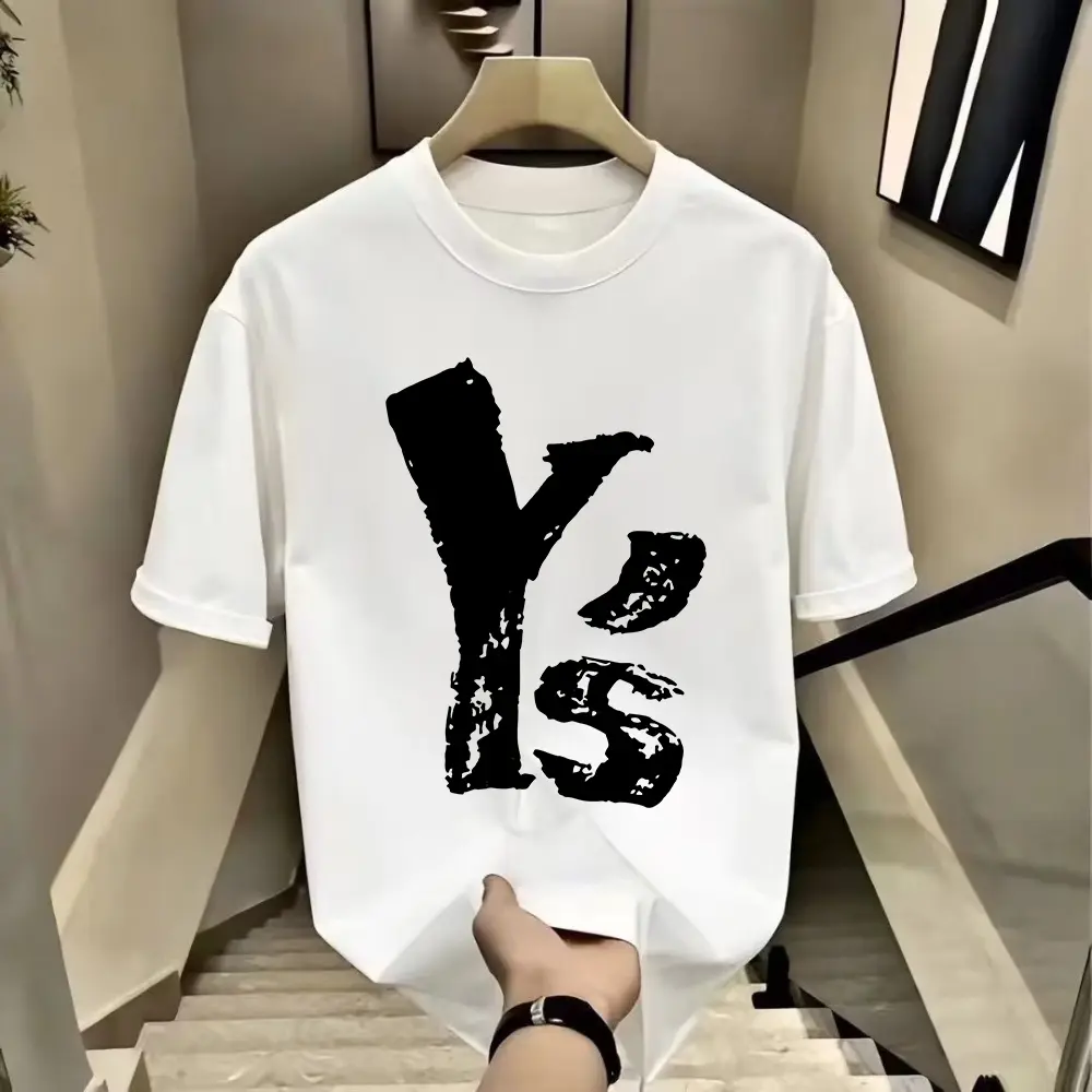 Áo Thun ngắn Tay Dáng Rộng Thường Ngày 100% Cotton, In Chữ Tiếng Anh Dành Cho Nam
