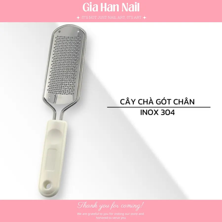 Cây chà gót chân inox 304 và 430 - Dụng cụ chà gót loại mới bén hiệu quả (có thể thay mặt chà) - GIA HAN Nail