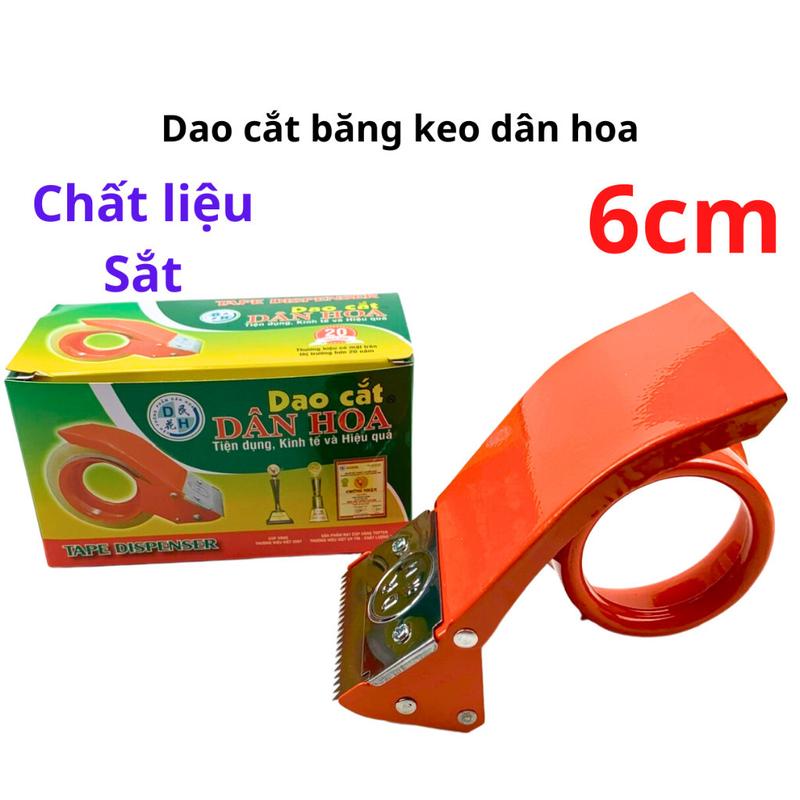 SKU242 - Dao cắt băng keo 6cm Dân Hoa sắt lưỡi thép chất liệu Kim loại - Sỉ Băng Keo SG