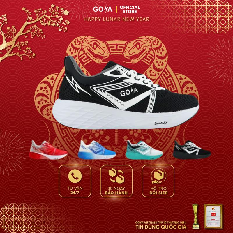 [Sale Lẻ Size] Giày  Sneaker thể thao chạy bộ chính hãng GOYA Strides 2 năm 2024 màu Đen Trắng phù hợp cho nam nữ Tập Chạy Bộ, Tập Thể Dục