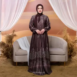 Nobby Layqira Dress Gamis Muslim Elegant Lengan Panjang Wanita Siluet A Line Bahan Ayesha Silk