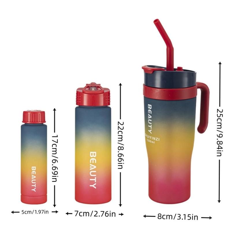 Product Introduction of Leak-proof Water Bottle Set, 3 Counts/set Portable Large Capacity Water Bottle with Straw, Drinking Cup for Office, School, Outdoor 8