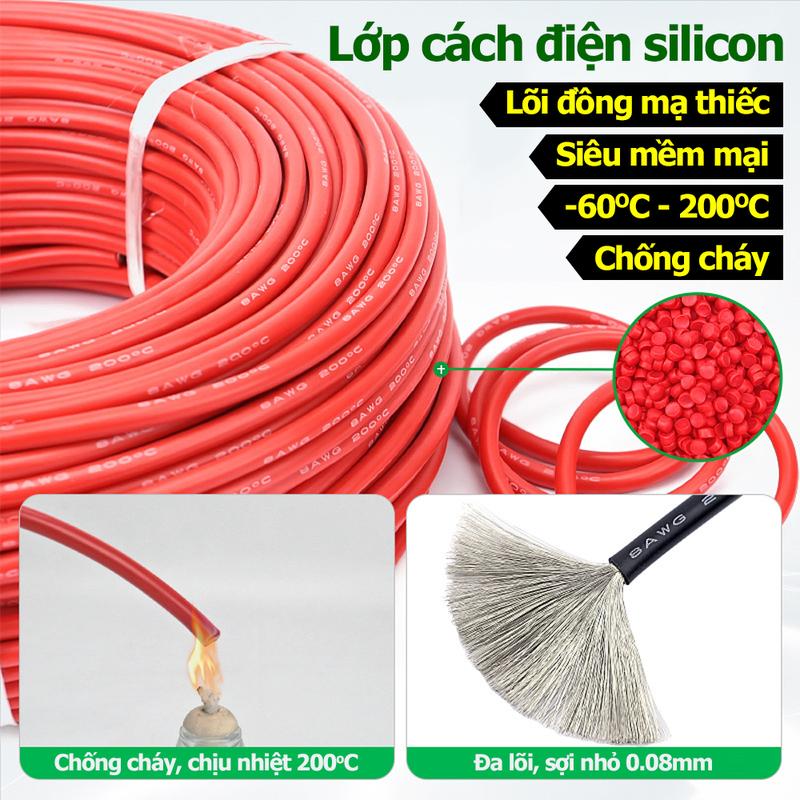 Dây điện chống cháy AWG vỏ silicon siêu mềm chịu nhiệt dòng tải cao