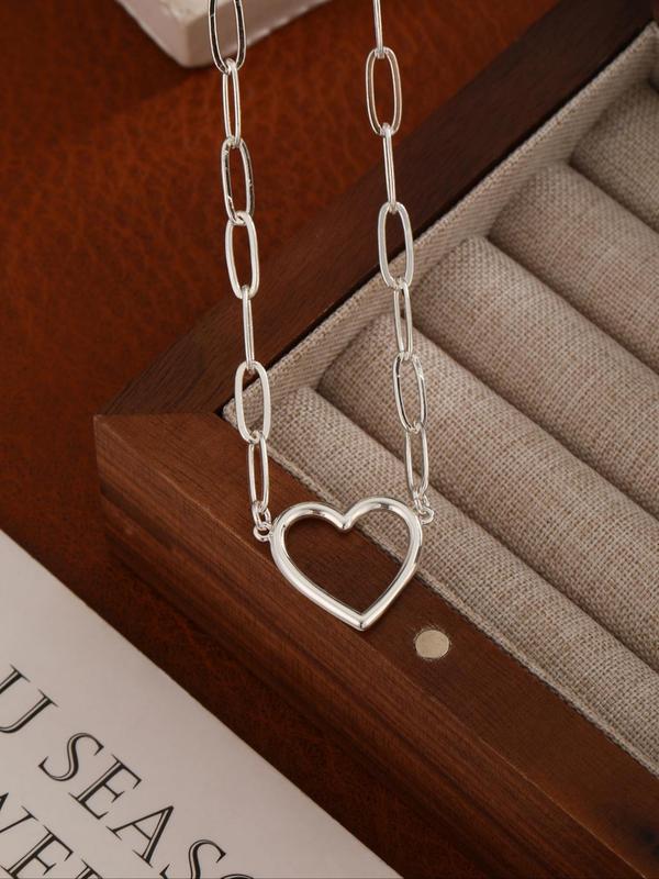 Women's Elegant Heart Design Pendant Necklace, Exquisite Trendy Pendant Necklace, Chic Jewelry As Gift for Girlfriend 8