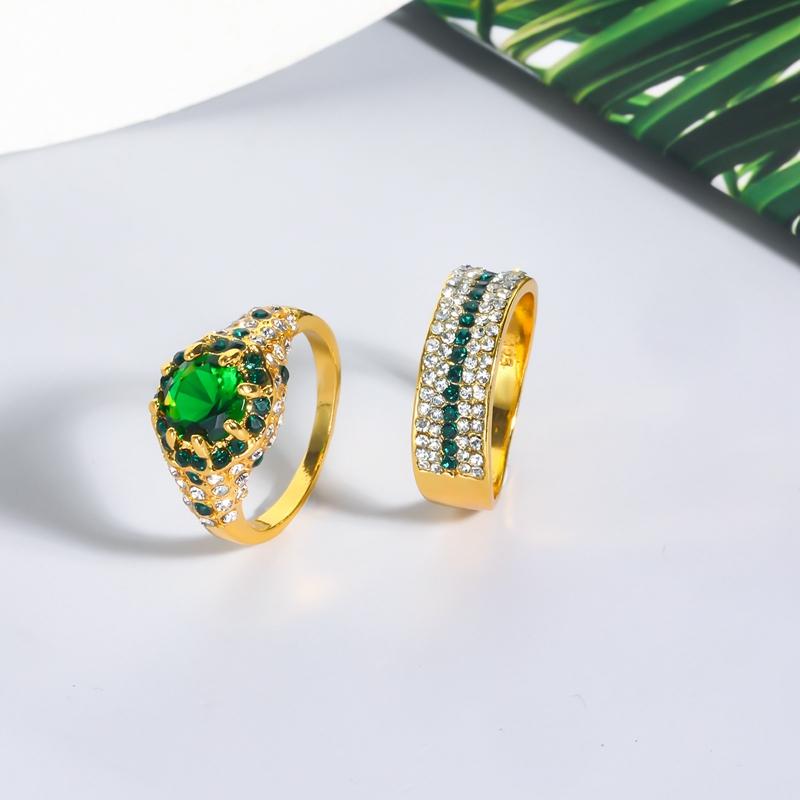 Product Introduction of Set Cincin Wanita, Fesyen, Cincin Jari Bling, Untuk Wanita dan Gadis, Sesuai untuk Perkahwinan, Pertunangan dan Pesta, Hadiah Barang Kemas, 2 keping / set 8