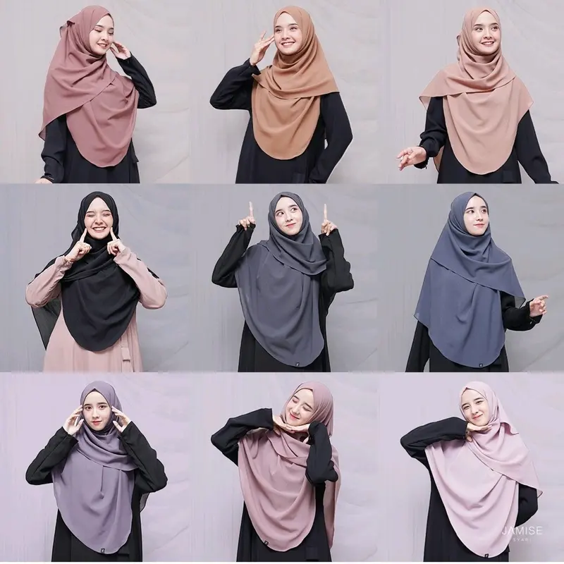 Pashmina Oval Crinckle Airflow Curve Standar Panjang Muslim Jilbab Wanita Crinkle Syal Syari Hitam Garis Instan 1