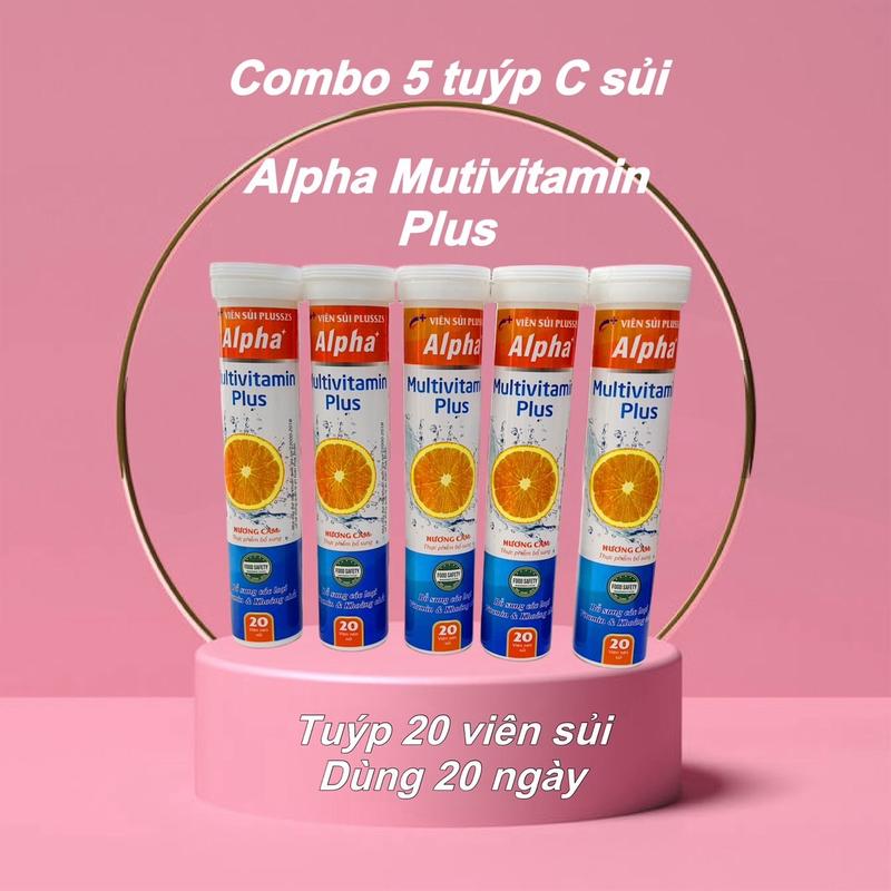 Combo 05 tuyp Viên Sủi Multivitamin C Plus Vị Cam - Tăng Sức Đề Kháng - Bổ Sung Vitamin C