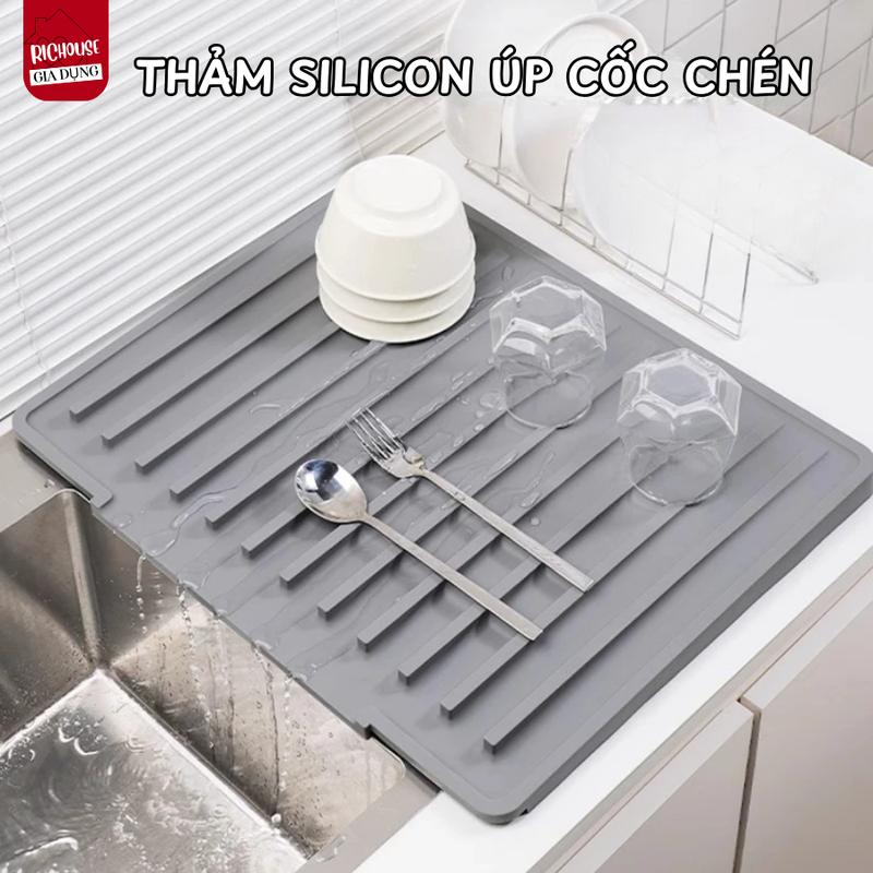 Thảm Silicon Úp Chén Đĩa Thoát Nước, Chống Trơn Trượt, Chịu Nhiệt Tốt, Tấm Lót…