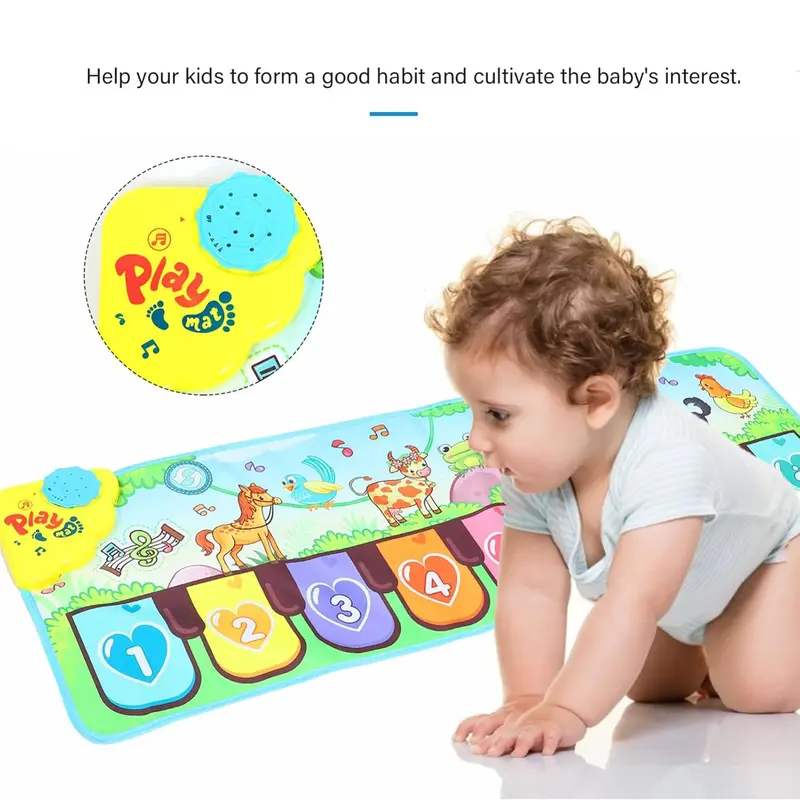 Dance Mat, 8 Animal Sound Modes Touch Game Mat, Music Mat for 3+ Years Old, Educational Toy for Kids, No Battery Provided 3