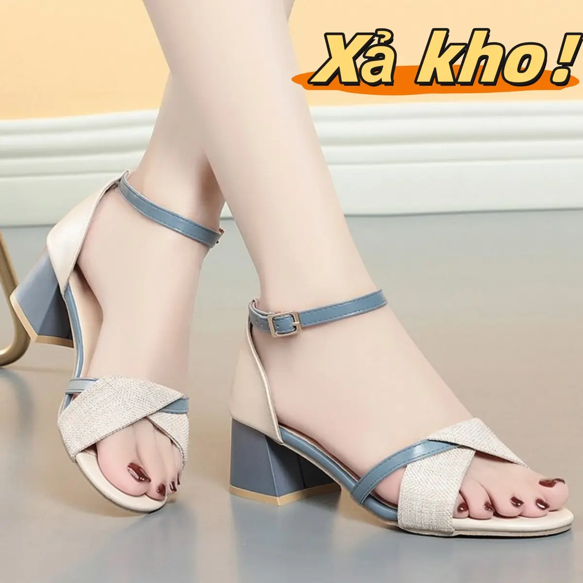 Giày sandal cao gót nữ 5cm hở mũi thời trang đế mềm chống nước và chống trượt dép cao gót đẹp