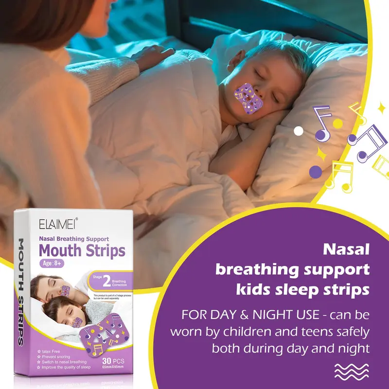 Sleep Breathing Closed Mouth Patch, 2 Boxes Mouth Strips for Prevents Snoring, Drooling, and Sleep Talking, Suitable for Adults and Children 3