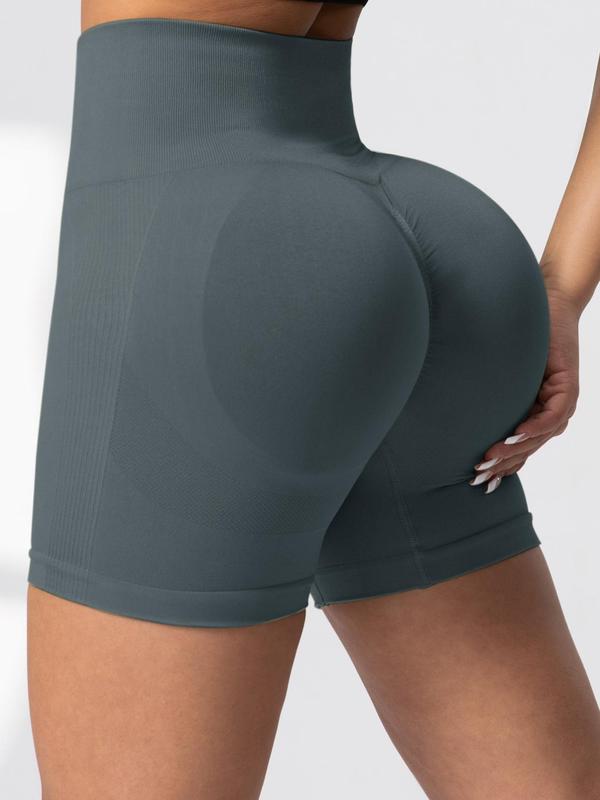 Women's Solid High Waist Biker Shorts, Casual Comfy Breathable Skinny Shorts for Yoga Gym Workout, Ladies Summer Bottoms, Activewear 7