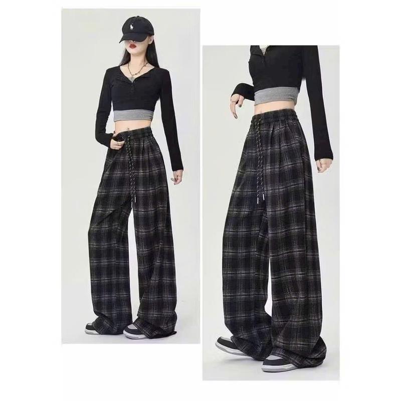 { Hàng mới ] Quần Xuông Nữ kẻ Carô Dạ dày dặn ( xuông cao cấp có dây rút dễ phối đồ ) Women Pants quần  sọc 3