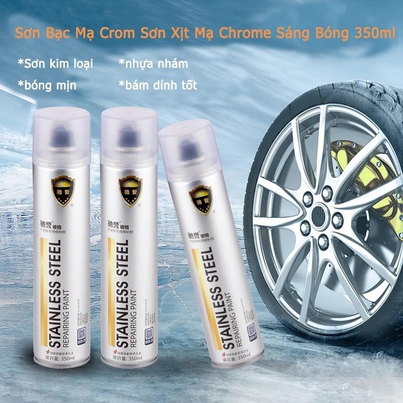 Bình xịt crom mạ bạc sáng bóng che vết han rỉ trên bề mặt kim loại cổ pô xe máy xịt che vết xước ô tô xe máy Sơn 350ml
