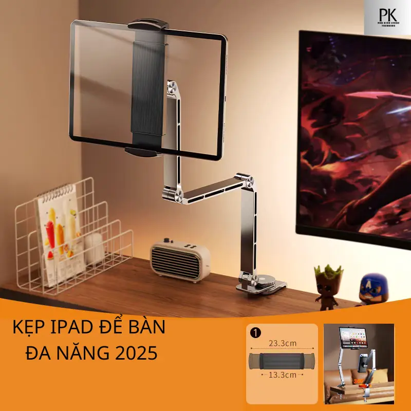 [Tặng Remote]Giá đỡ iPad,Kẹp Bàn,Kẹp Điện Thoại Dọc Xoay 360°,giúp xem phim,học vẽ,giải trí,xem bóng đá,chất liệu hợp kim carbon,đa năng,linh hoạt gấp gọn tiện lợi,thông minh,mép kẹp Cao Su Phụ Kiện