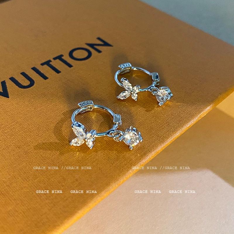 Khuyên Tai Tròn Hình Bướm Màu Bạc Dành Cho Xỏ Khuyên Tai Bông Tai Zircon Dễ Thương Dành Cho Phụ Nữ Bộ Phụ Kiện Trang Sức