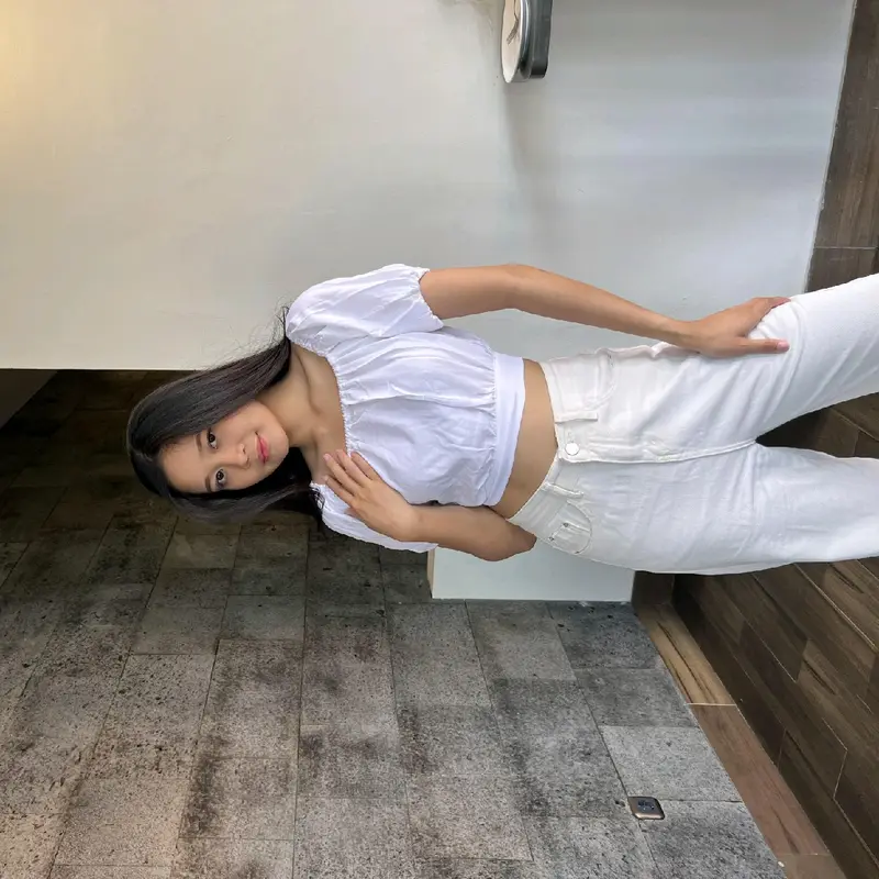 Haile Sabrina - Blouse Santai Atasan Baju Crop Karet Panjang Wanita Rib Nyaman Pendek 4