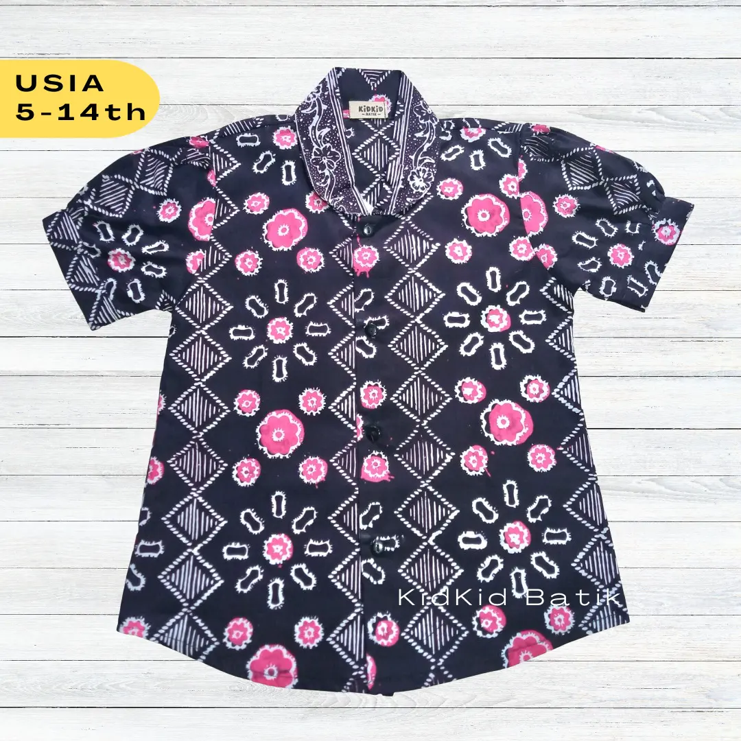 Kemeja Batik Anak Perempuan Baju Atasan Anak Hem Cewek Blus Usia 5-14 tahun kode BL40