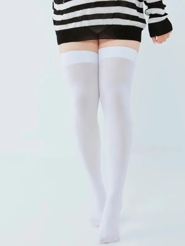 Women's Plus Size Solid Over The Knee Socks, 1 Pair Casual Comfy Breathable Socks for Daily Outdoor Wear, Ladies Socks for All Seasons 3