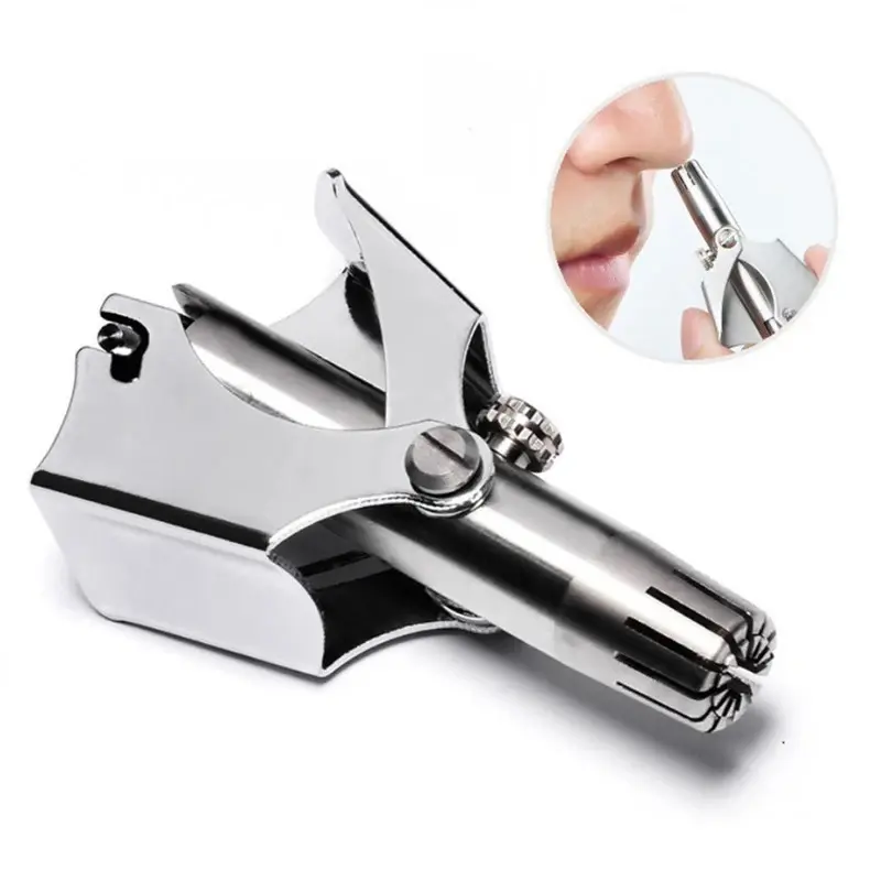 Stainless Steel Manual Nose Trimmer Shaving Nose Ear Hair Face Care Man Washable Skincare Hair Removal Squeeze Cleansing Comfort