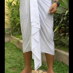 Kamben Putih hitam Polos Setengah Jadi untuk Acara Formal dan Non-Formal - putih,pria