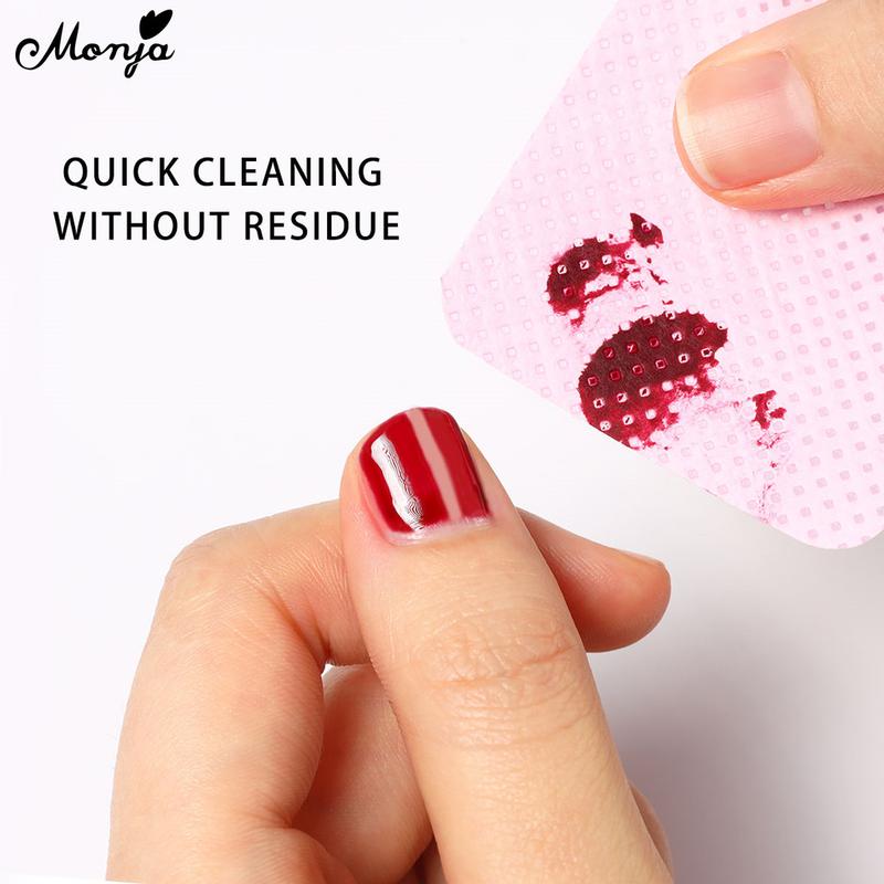 Monja 200pcs/Box Lint Free Nail Wipes Nail Polish Remover Cotton Wipes UV Gel Tips Remover Cleaner Paper Pad Nails Polish Art Cleaning Manicure Tools 3