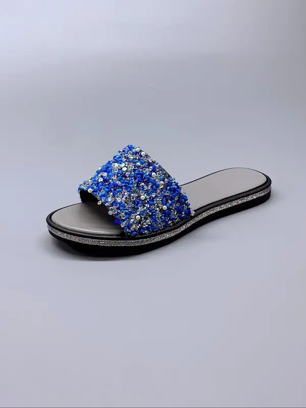 Women's Fashionable Glittering Rhinestone Decorated Slides, Casual Comfortable Slippers for Indoor Outdoor Wear, Female All-match Slippers for Daily Wear, Walking Shoes 4