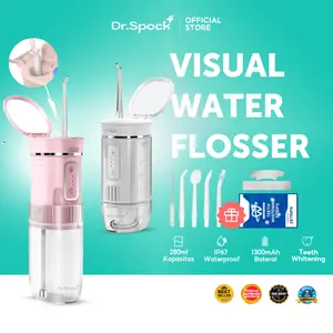 Dr.Spock Water Flosser 280ML Foldable Water Floss Gigi Dengan Cermin Oral Lrrigator Pembersih Gigi 3 Mode Pembilasan Empat Kecepatan Pengisian WF01 Plus