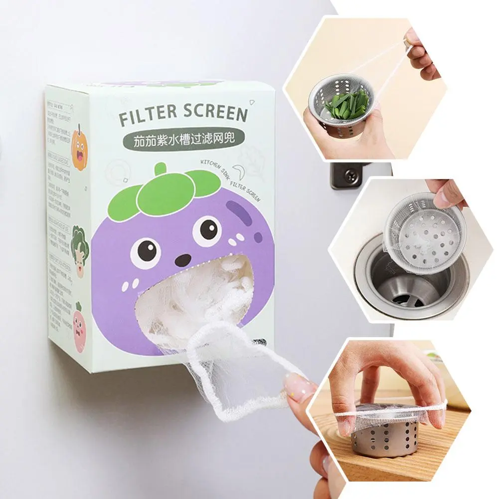 100 Pcs/Pack Kitchen Anti-clogging Sink Filter Portable Filter Waste Strainer Garbage Sink Net P6K4