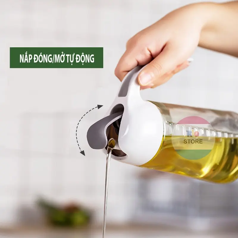 Chai đựng dầu ăn, bình đựng dầu ăn nước mắm xì dầu tự động đóng mở nắp 5