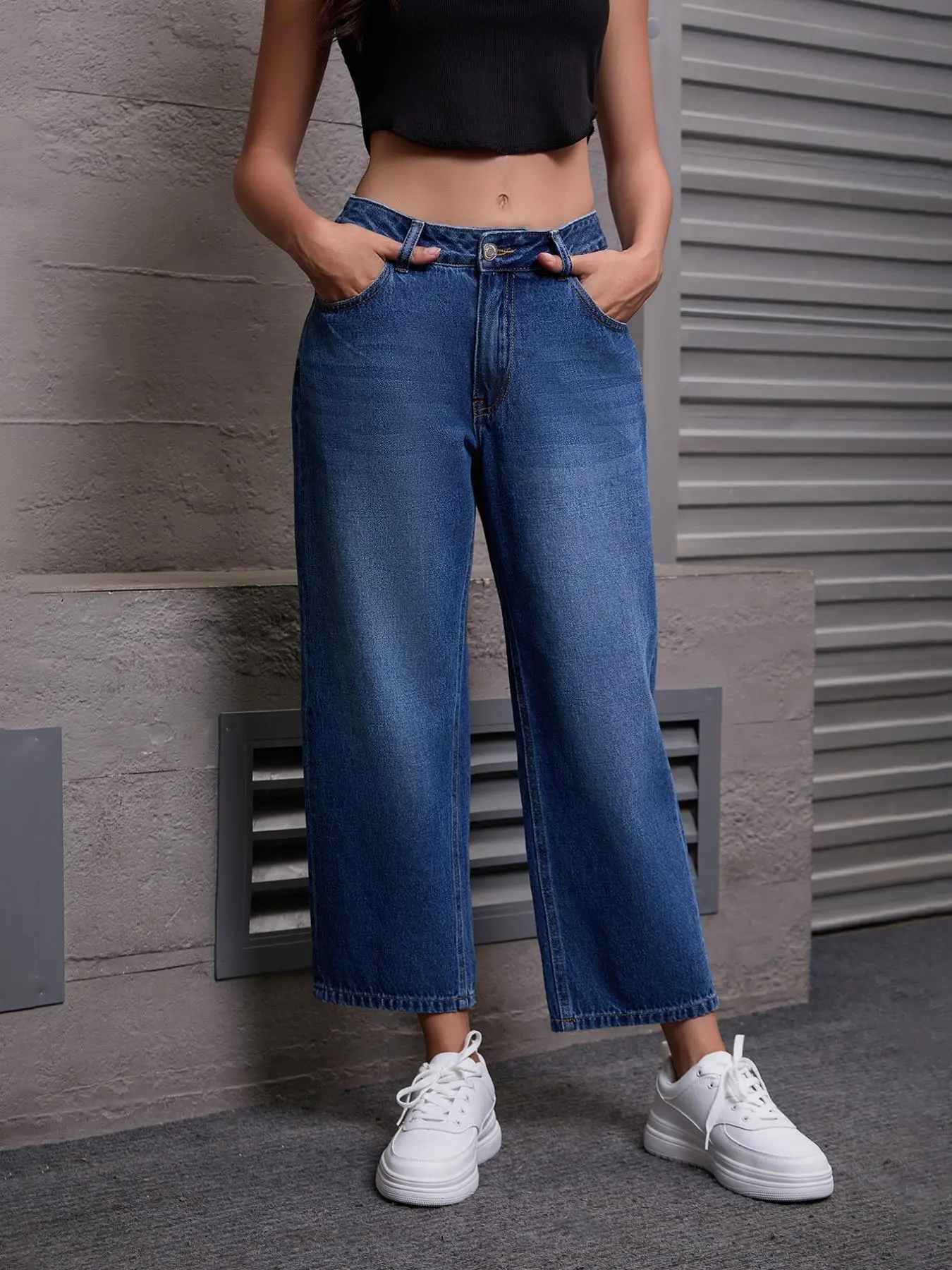 Women's Plain Straight Leg Jeans, Casual Comfy Denim Jeans for Daily Wear, Ladies Bottoms for Summer
