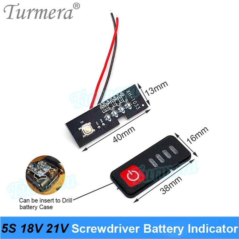 Product Introduction of Turmera 5S 18V 21V Screwdriver Battery Capacity Indicator LED Displayer for Electric Drill 5 S1P 5S2P 18650 Lithium Batteries Use 8
